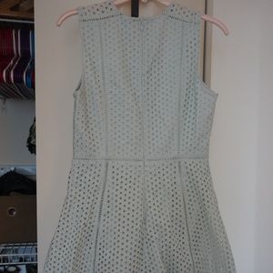 Eyelet Seamed Flare Dress | Ann Taylor | Misty Blu